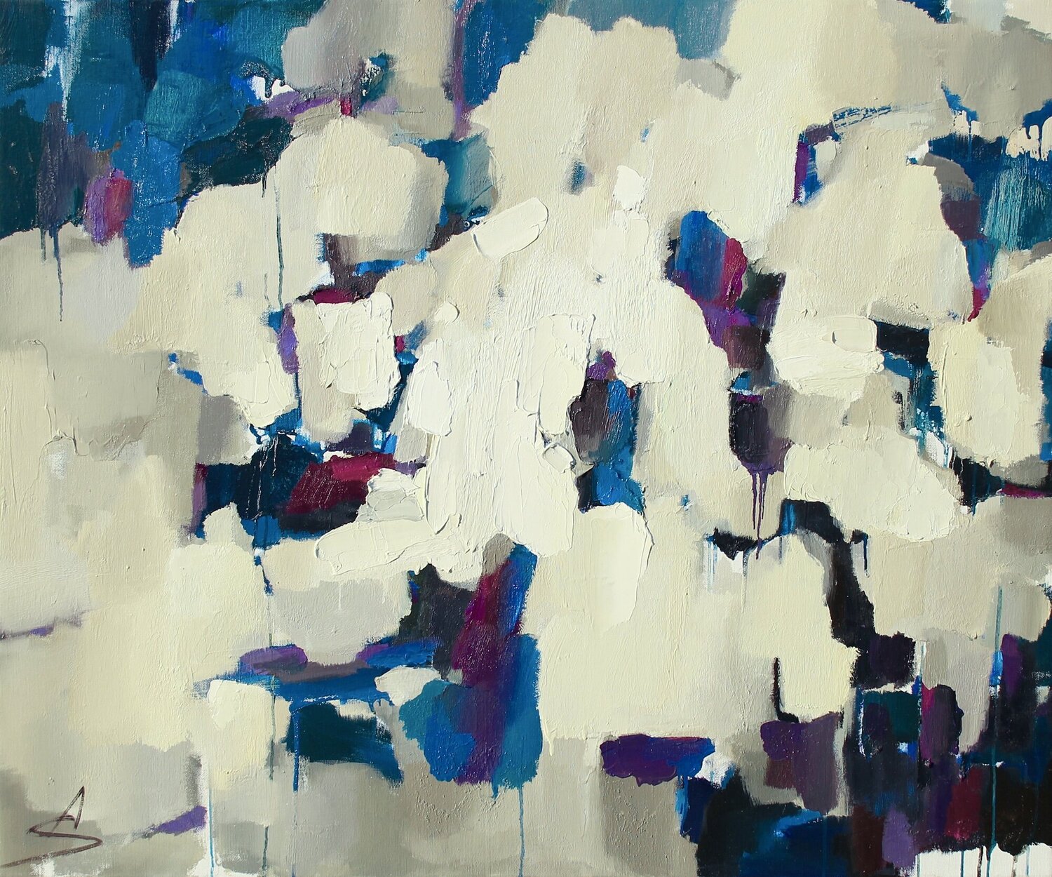 Toward the Sky, Through Water/Blue abstract oil painting Ana Saut Original painting for sale