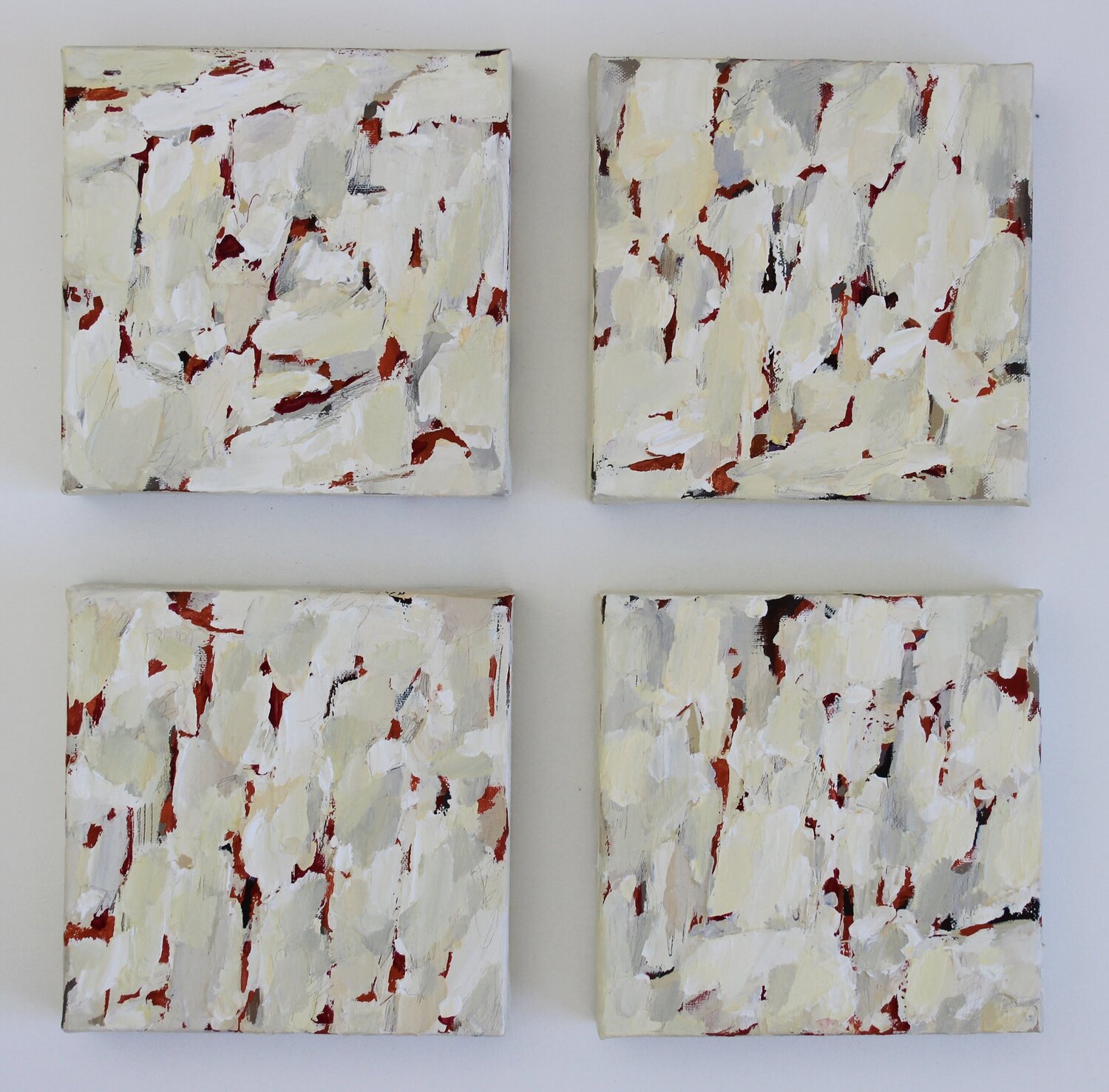 4 WHITE SQUARES Ana Saut Original painting for sale