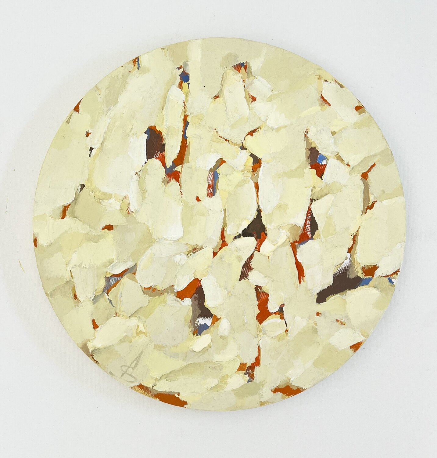 INFINITY\ White round oil painting Ana Saut Original painting for sale