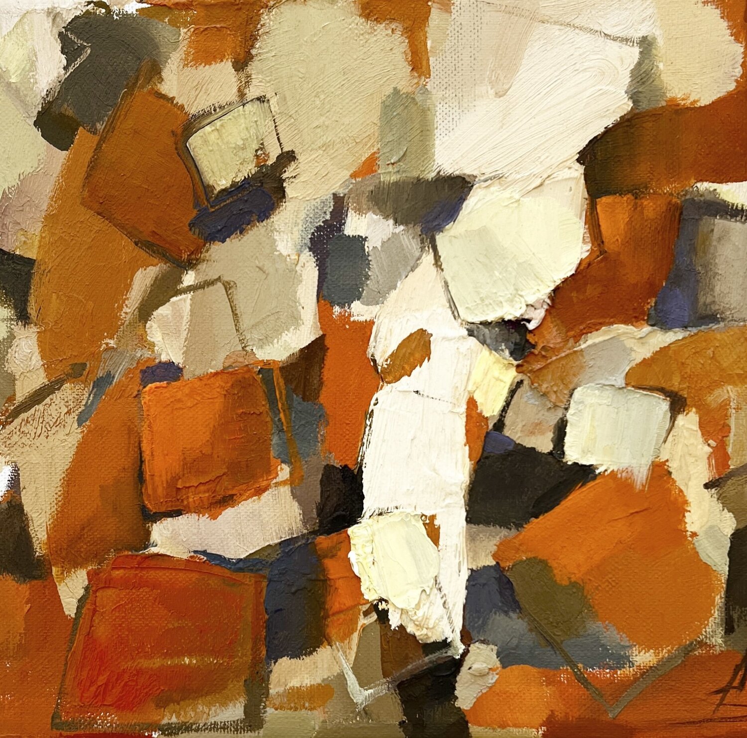 Orange Squares Ana Saut Original painting for sale
