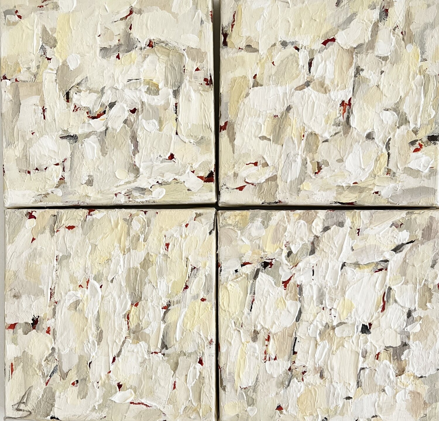 4 WHITE SQUARES Ana Saut Original painting for sale