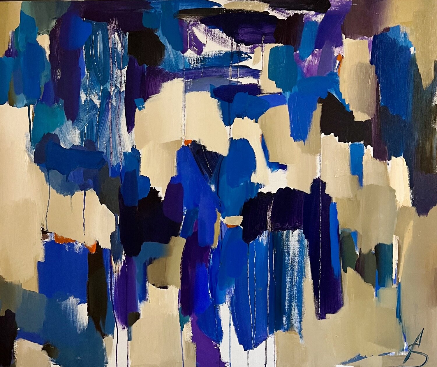 Vanilla Sky/Blue abstract oil painting Ana Saut Original painting for sale