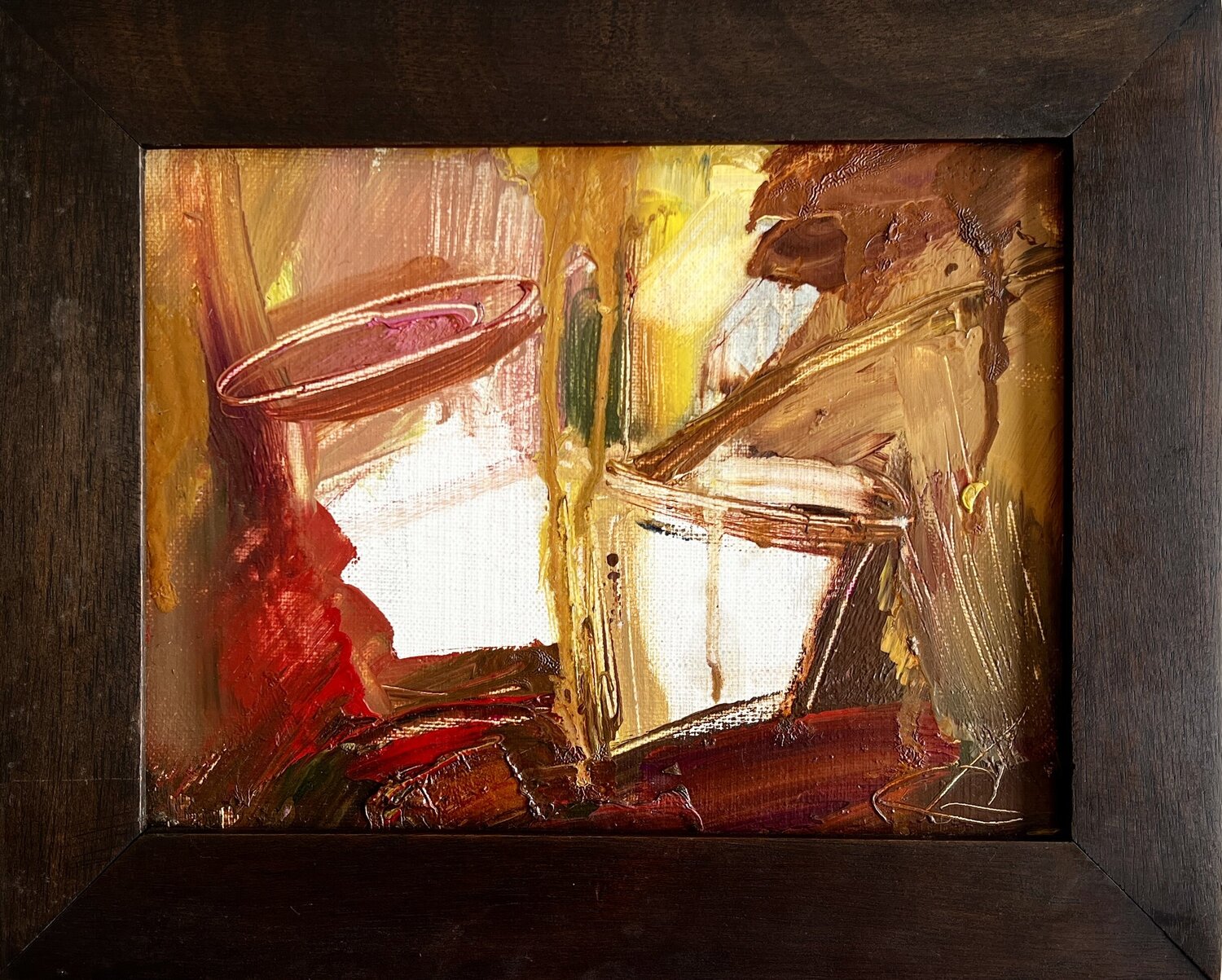The Forgotten Conversation/ framed, semi-abstract still life painting Ana Saut Original painting for sale
