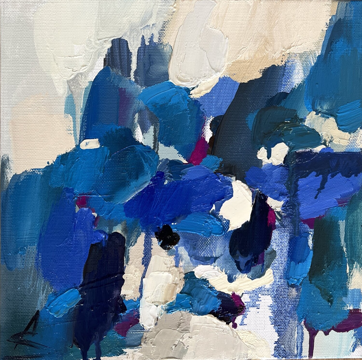 FREE MINUTES 1/Blue abstract oil painting Ana Saut Original painting for sale
