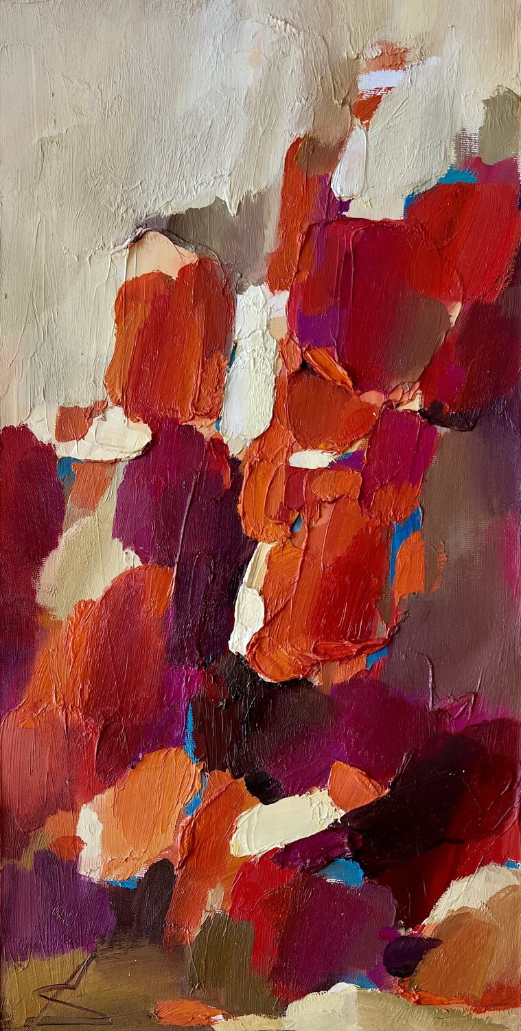 Reaching for the top/orange abstract oil painting framed Ana Saut Original painting for sale
