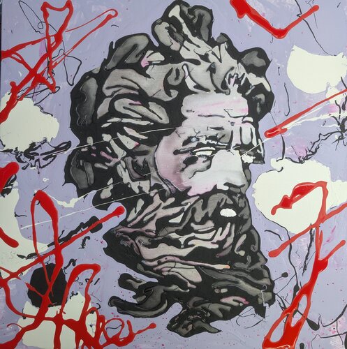 La scultura si fa' pittura e la pittura memoria, volto astratto vernice e smalto su tela by Michele Fontana, Painting for Sale on Select