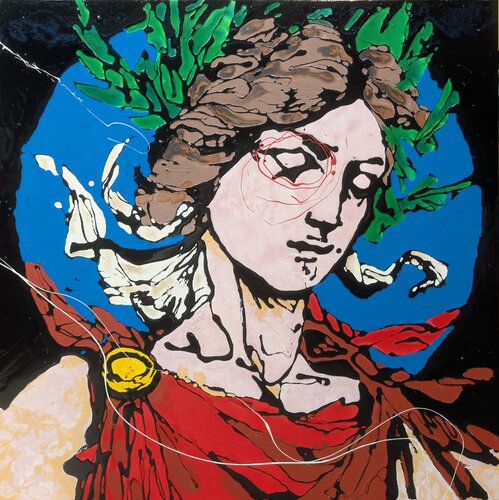 dante, la verità volto astratto vernice e smalto su tela by Michele Fontana, Painting for Sale on Select