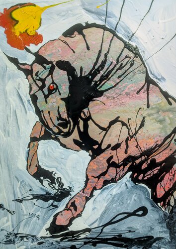 Forza, cavallo toro astratto vernice e smalto su tela by Michele Fontana, Painting for Sale on Select