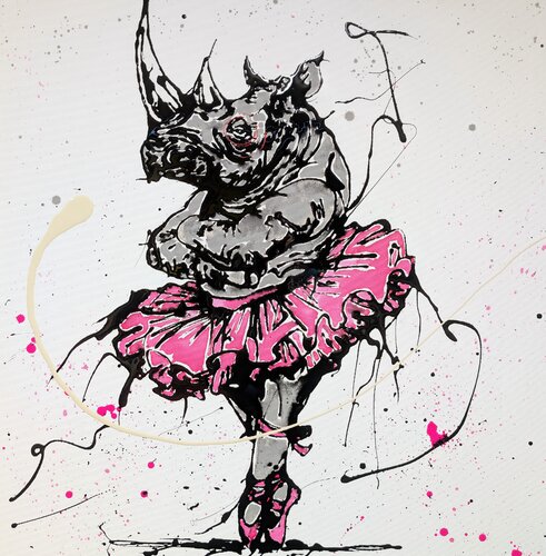 Rinoceronte ballerina by Michele Fontana, Painting for Sale on Select