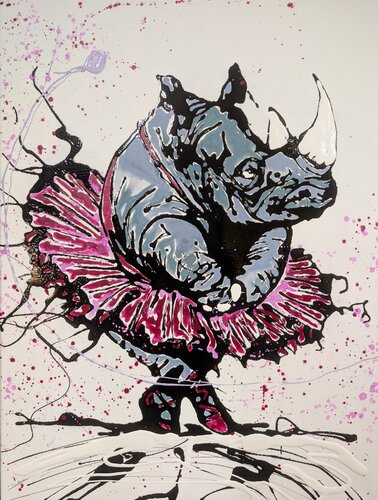 Rinoceronte ballerino by Michele Fontana, Painting for Sale on Select