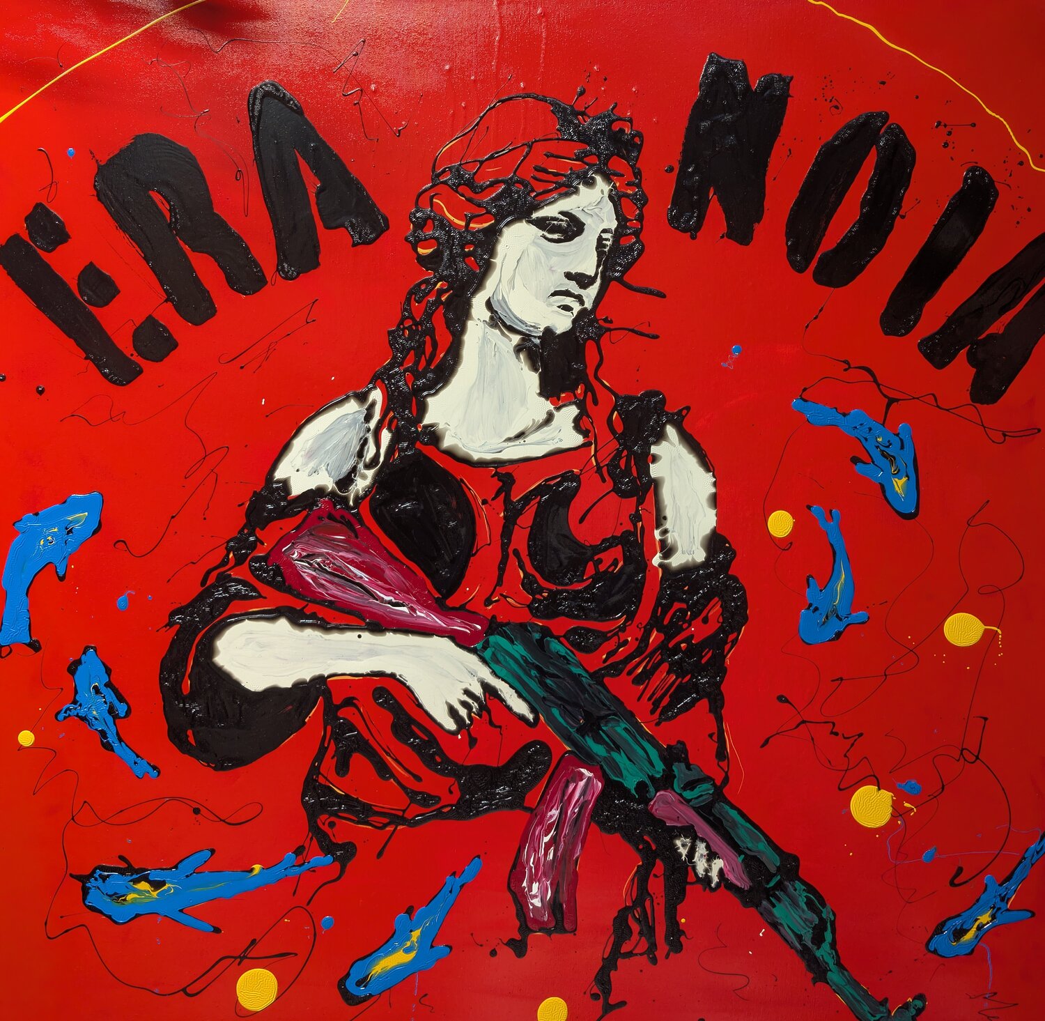 Era noia volto astratto vernice e smalto su tela Michele Fontana Original painting for sale