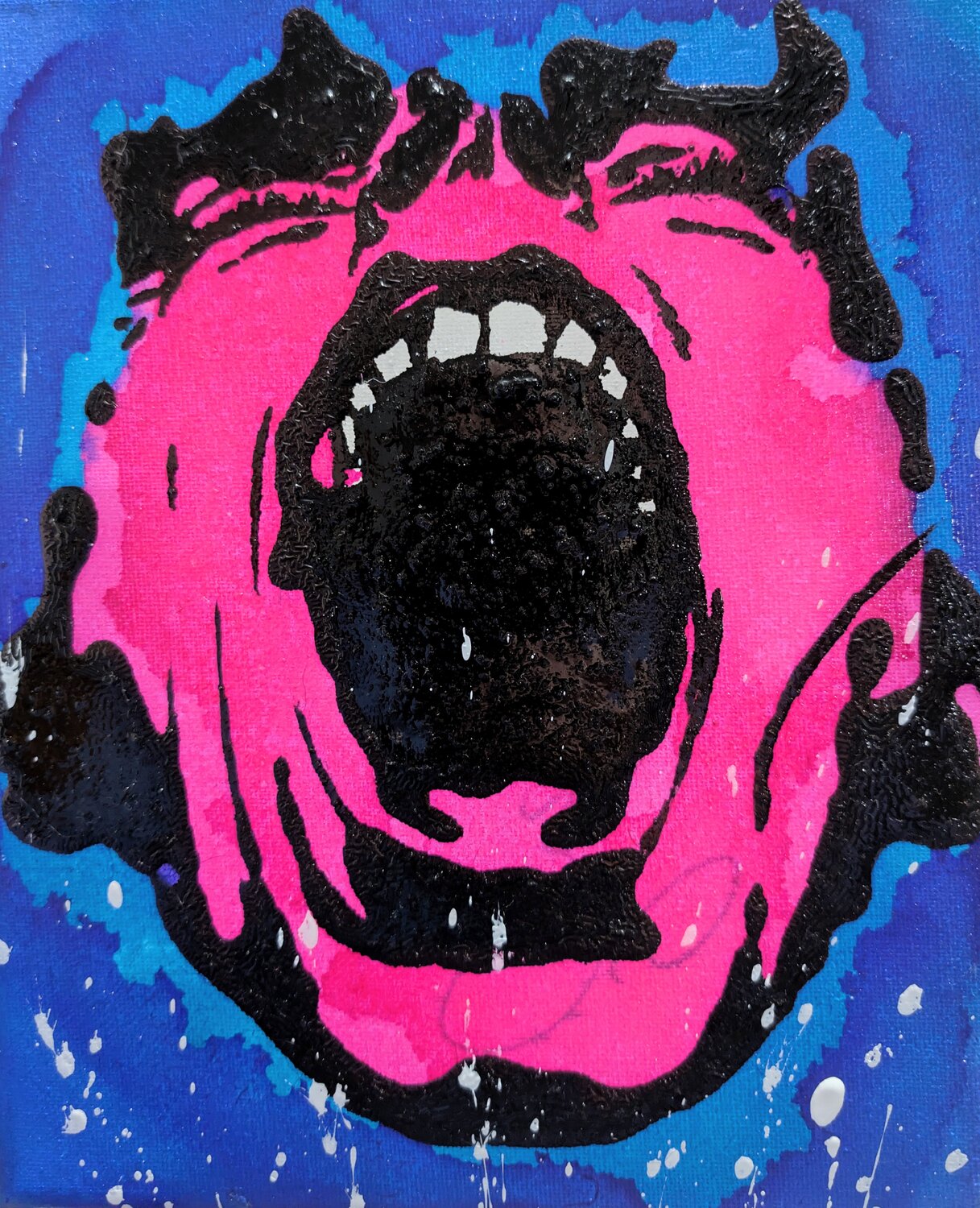 Rabbia, emozione volto astratto vernice e smalto su tela Michele Fontana Original painting for sale