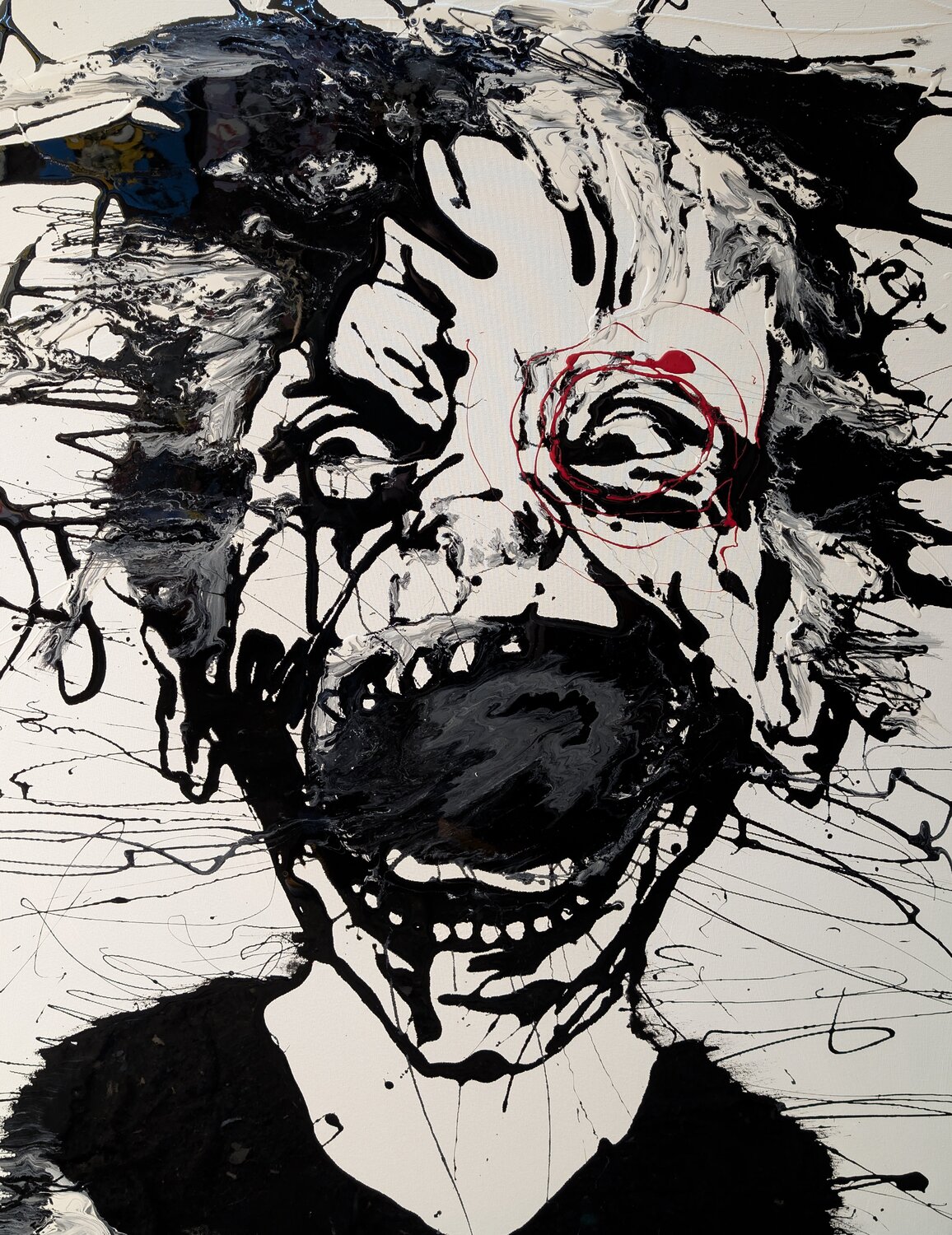 Non ho paura, volto astratto vernice e smalto su tela Michele Fontana Original painting for sale