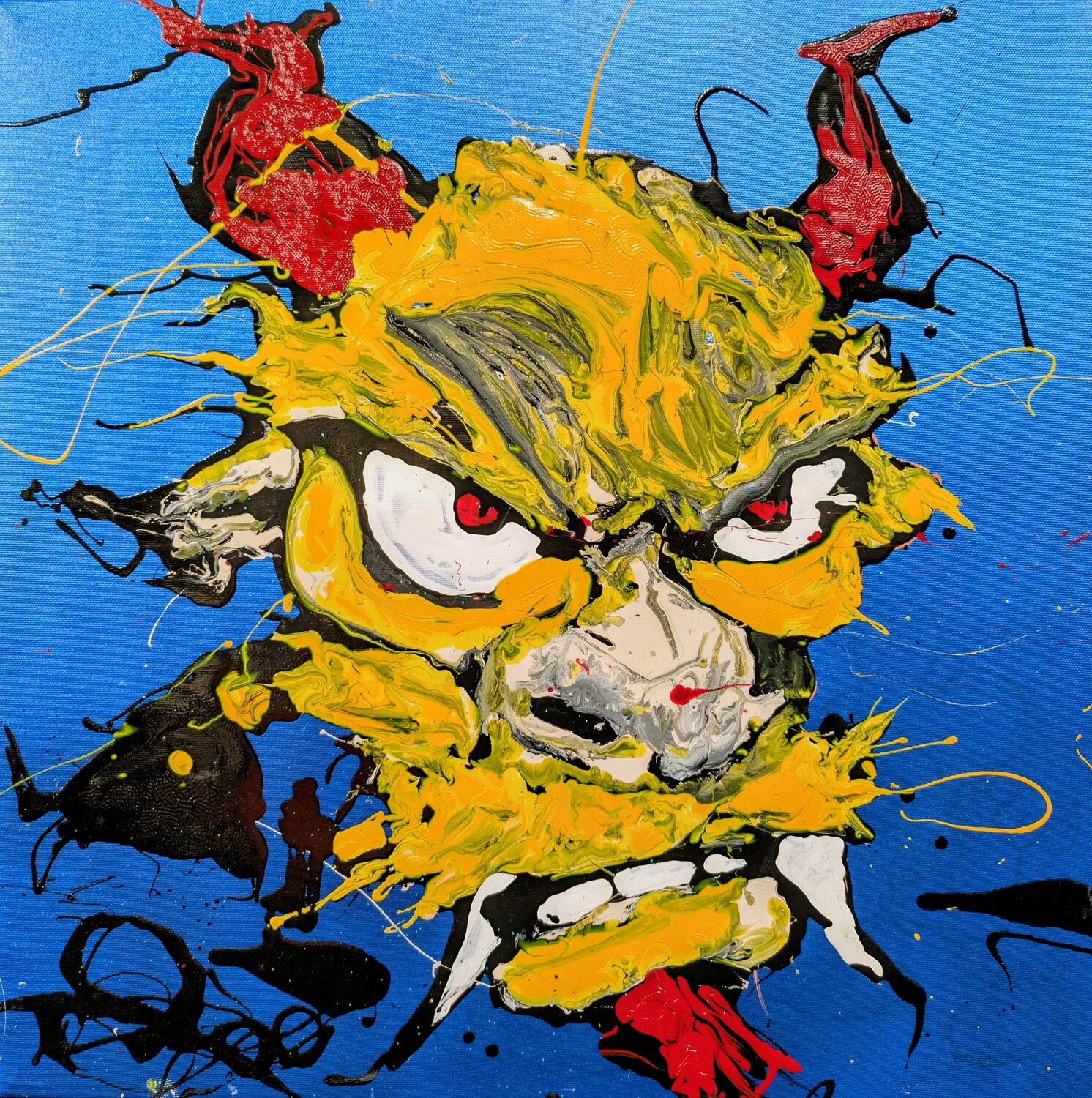 Elemental Dragon vernice e smalto su tela Michele Fontana Original painting for sale
