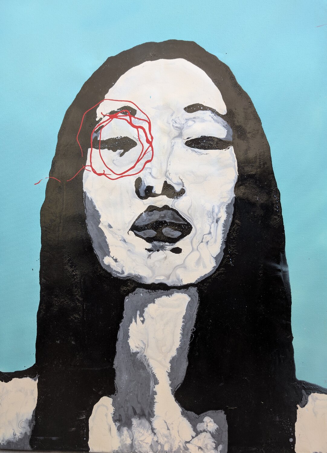 Donna , volto astratto vernice e smalto su tela Michele Fontana Original painting for sale