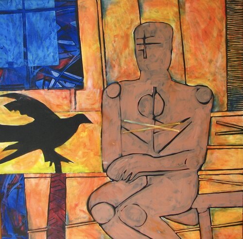 Interior with Black Bird von Jeri Griffith, Malerei kaufen auf Select