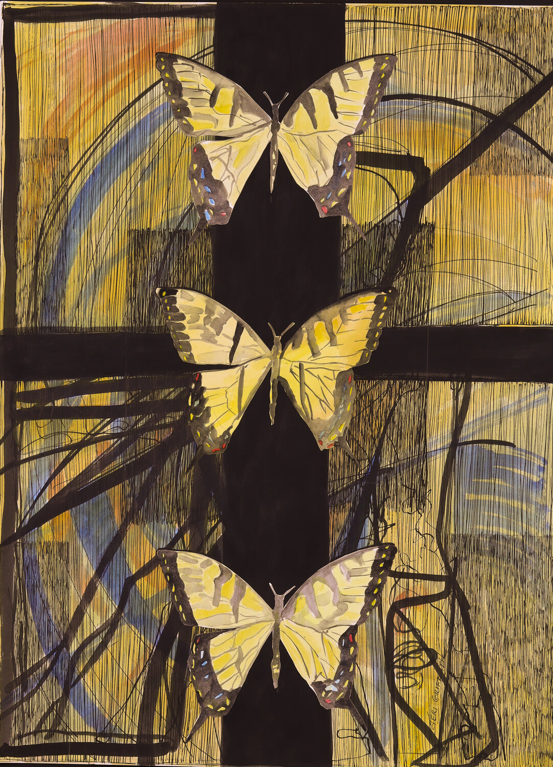 Butterflies and Cross Jeri Griffith Original painting for sale