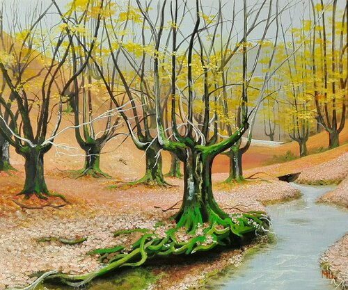 Automne chez les hêtres by Mikel Richard, Painting for Sale on Select