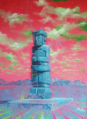 L'homme de Tiwanaku by Mikel Richard, Painting for Sale on Select