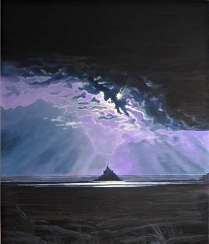 Mont St Michel près l'orage by Mikel Richard, Painting for Sale on Select