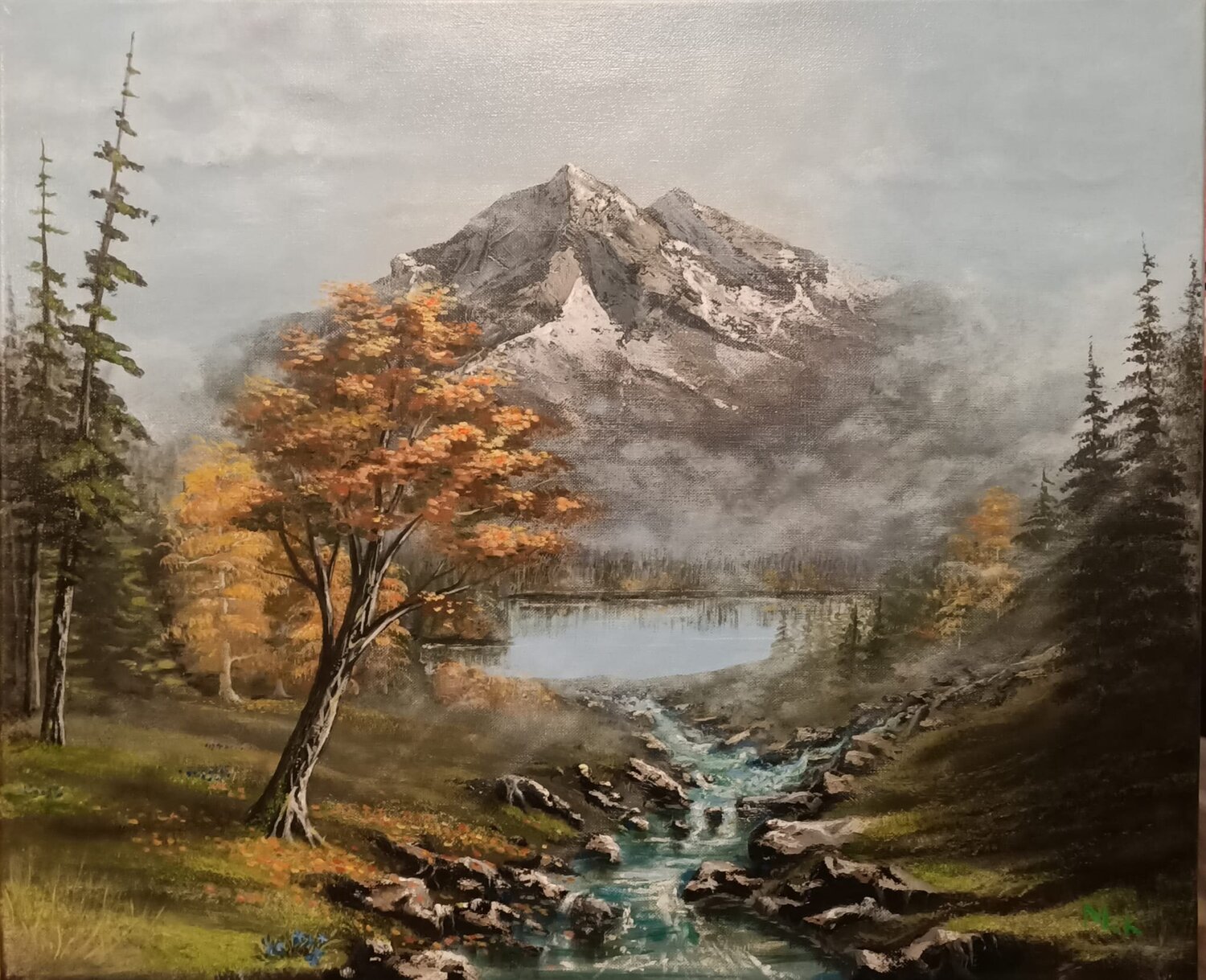 Écho du ruisseau dans la montagne Mikel Richard Original painting for sale