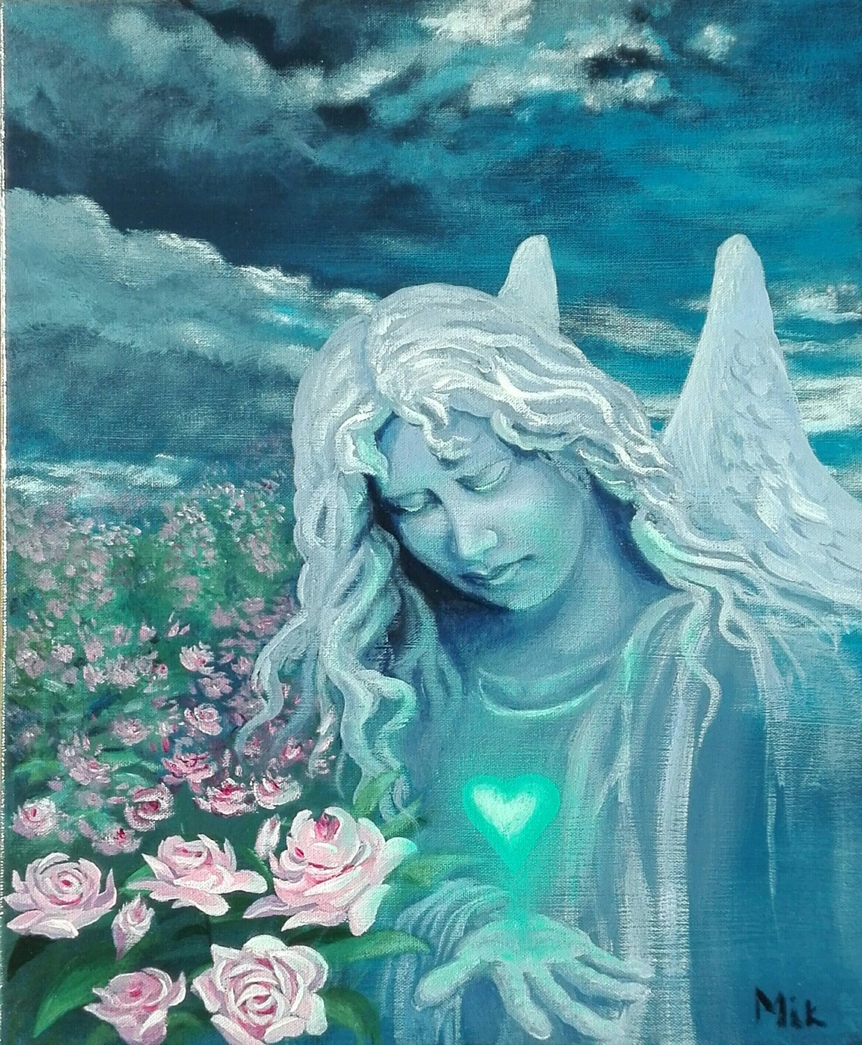 L'ange est plein d'espoir Mikel Richard Original painting for sale