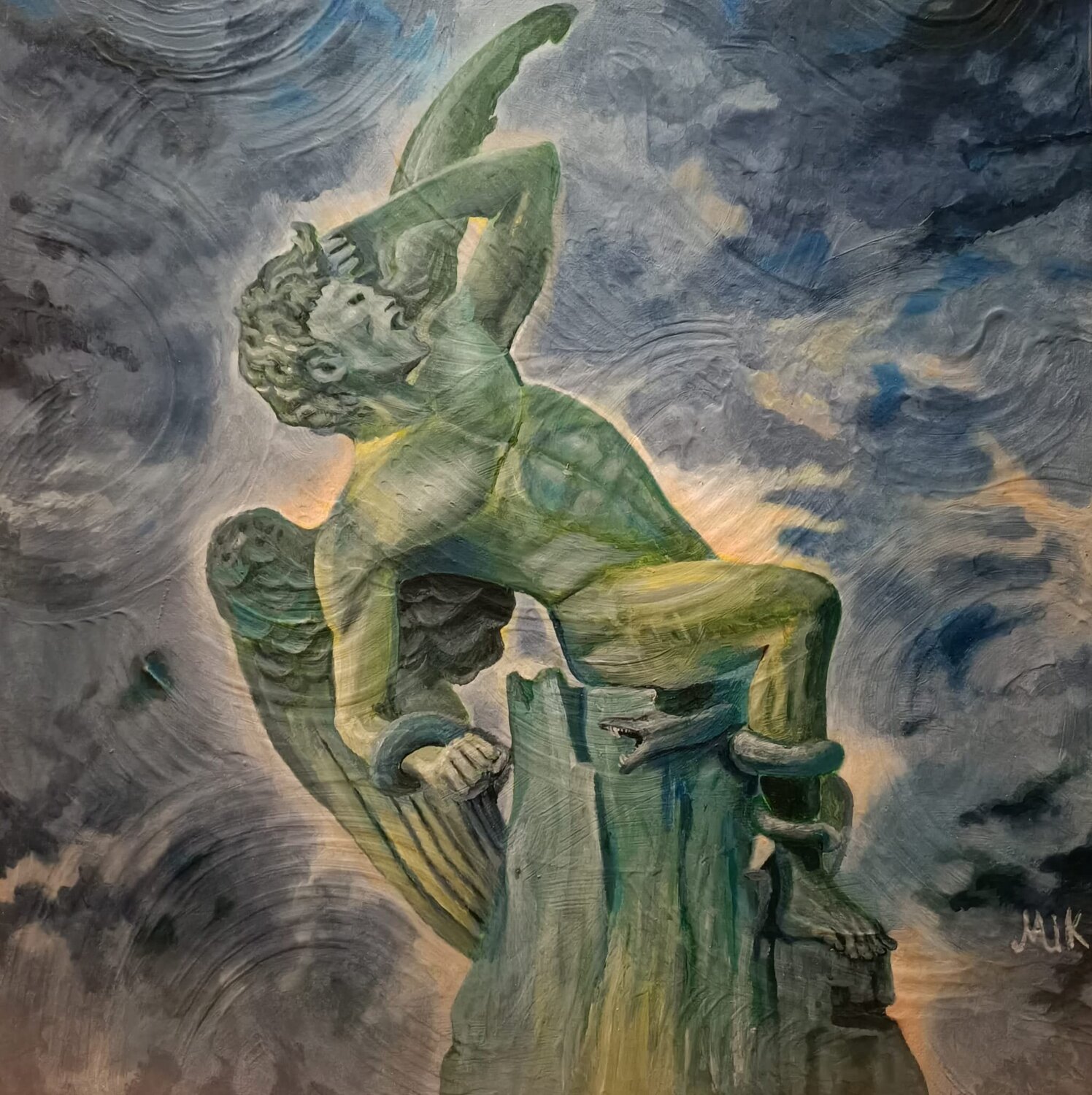 L’ange déchu Mikel Richard Original painting for sale