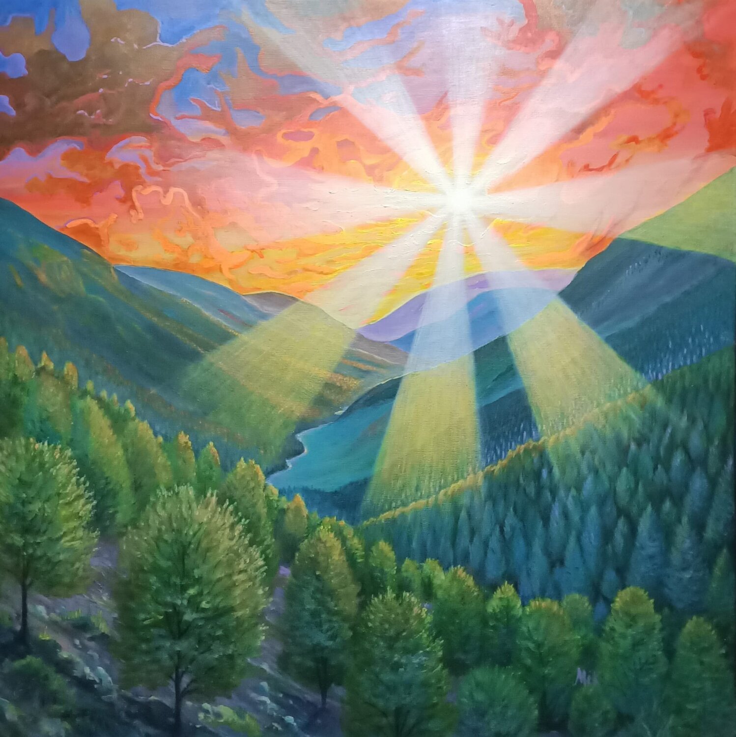 Lumière du monde Mikel Richard Original painting for sale