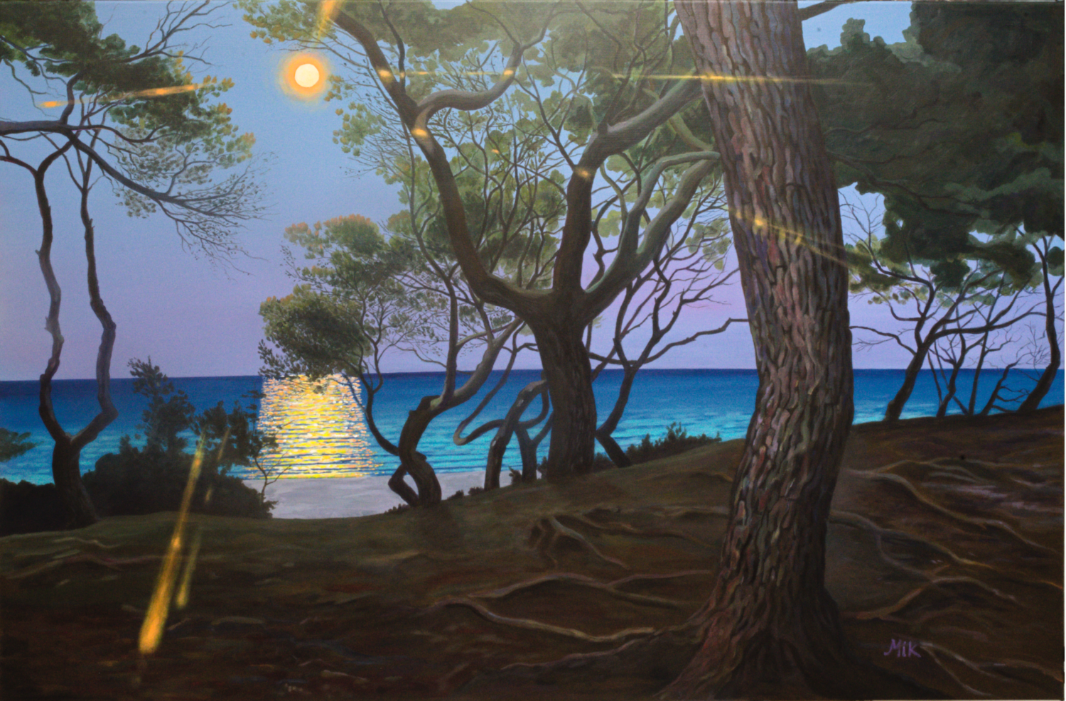 La lune ressemble au soleil Mikel Richard Original painting for sale