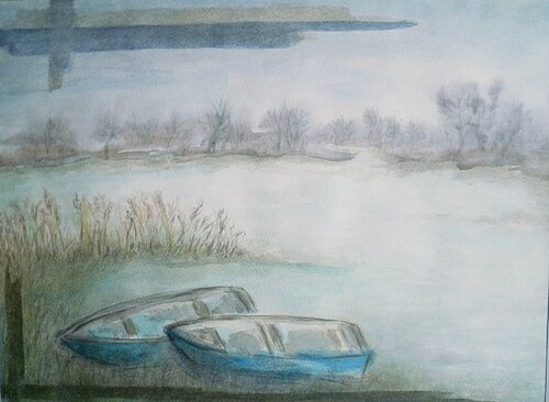 Zeit des Winters - Am See by Annachrista Kroll-Buchholz, Painting for Sale on Select