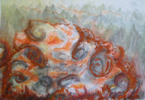Die Kraft des Vulkans by Annachrista Kroll-Buchholz, Painting for Sale on Select