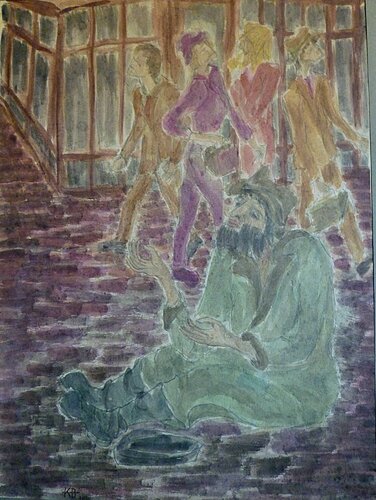Der Bettler II by Annachrista Kroll-Buchholz, Painting for Sale on Select