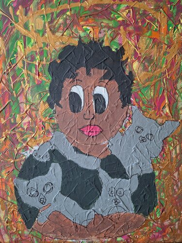 Saint Zemi and the Trinity of Felines by Zulma Brooks, Painting for Sale on Select