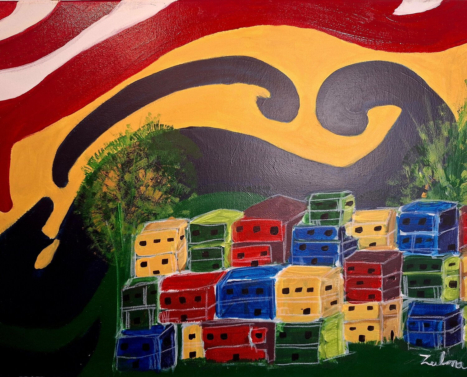Casitas Lindas Zulma Brooks Original painting for sale