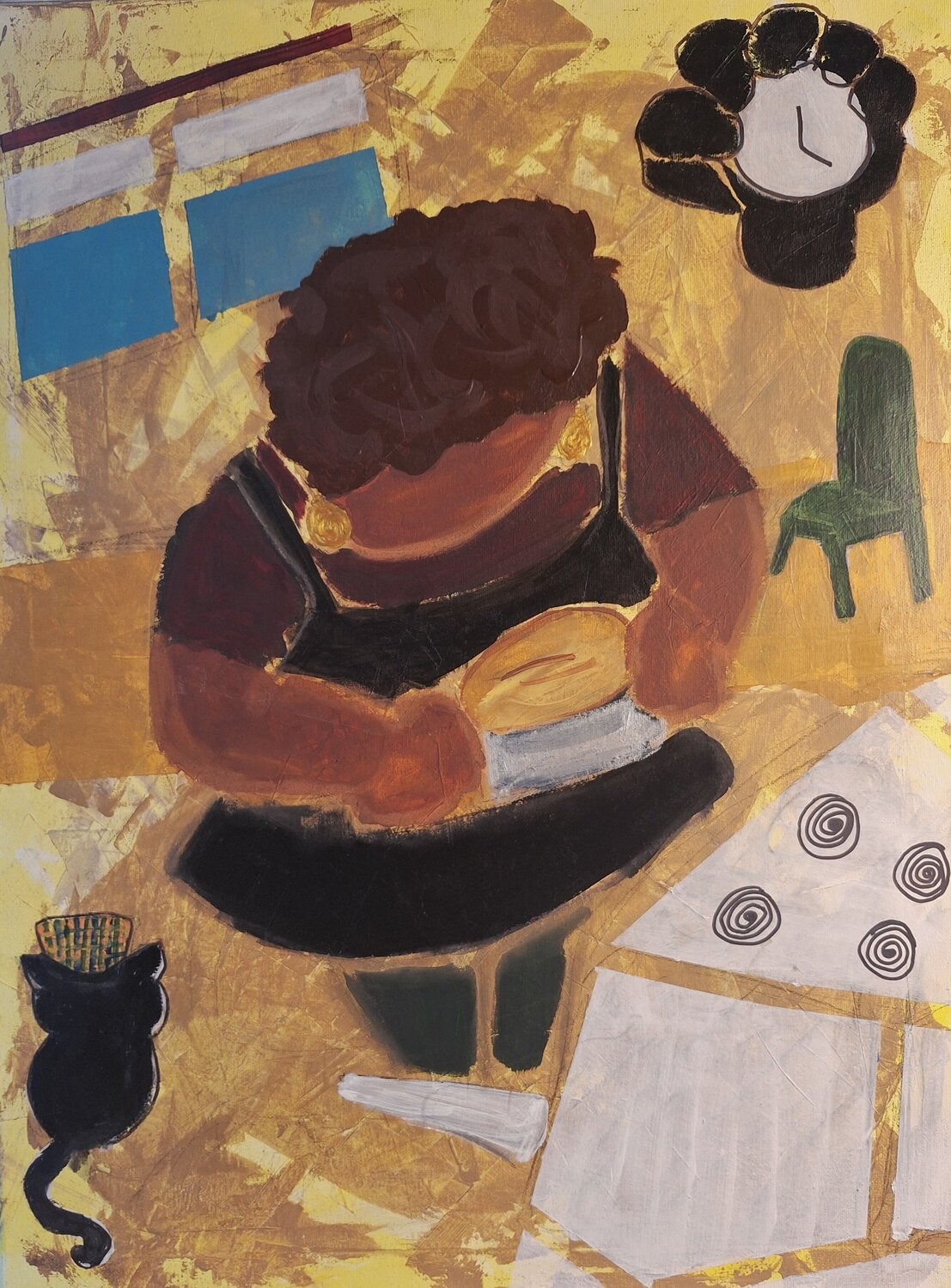 Black Power Cornbread Zulma Brooks Original painting for sale
