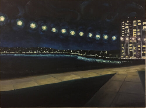 Oakland at Night - Lake Merritt by Cricket, Painting for Sale on Select