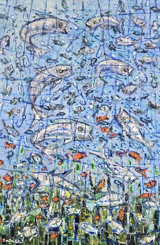 Fish Feed by Joachim McMillan, Painting for Sale on Select