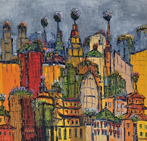 The City That Flowers by Joachim McMillan, Painting for Sale on Select