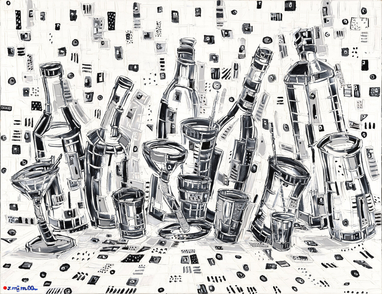 Rocking Bottles Joachim McMillan Original painting for sale