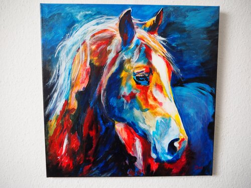 Bunter Pferdekopf Portrait by Gabriele Müller, Painting for Sale on Select