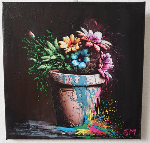 Crazy Flower Pot No. 5 by Gabriele Müller, Painting for Sale on Select