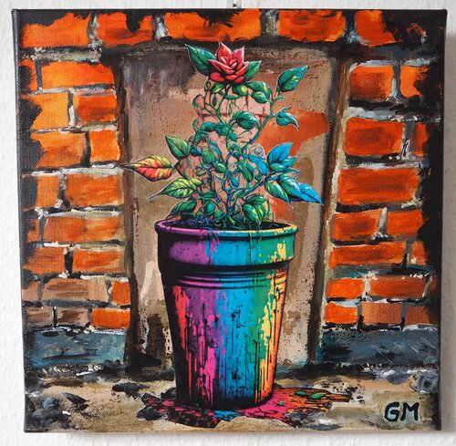 Crazy Flower Pot No. 4 by Gabriele Müller, Painting for Sale on Select