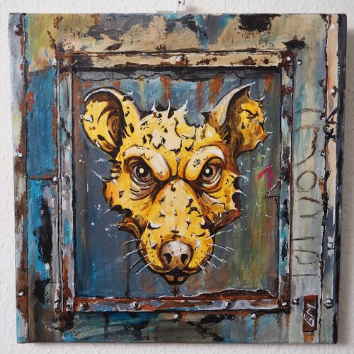 Graffiti Gelber Rattenkopf by Gabriele Müller, Painting for Sale on Select