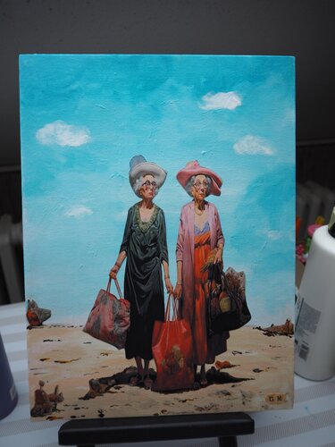 Lovely Oldies - Wo ist das Taxi? by Gabriele Müller, Painting for Sale on Select