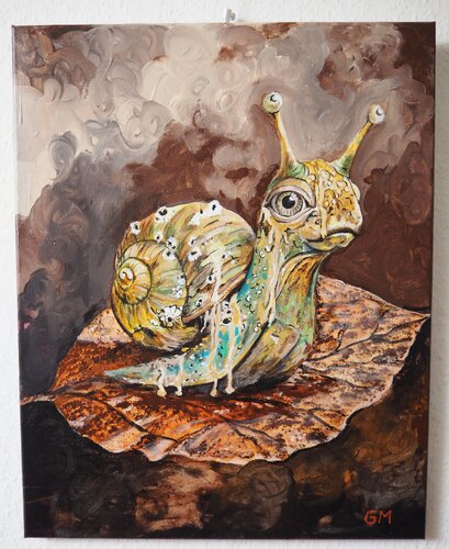 Snail on a journey by Gabriele Müller, Painting for Sale on Select