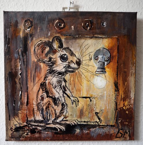 Sketch mit Maus und Lampe by Gabriele Müller, Painting for Sale on Select
