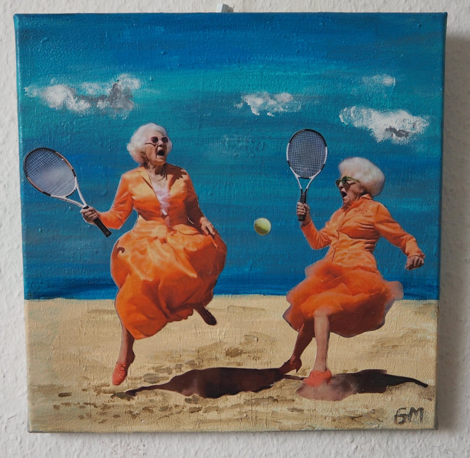 Lovely Oldies - Beach Tennis Gabriele Müller Original painting for sale