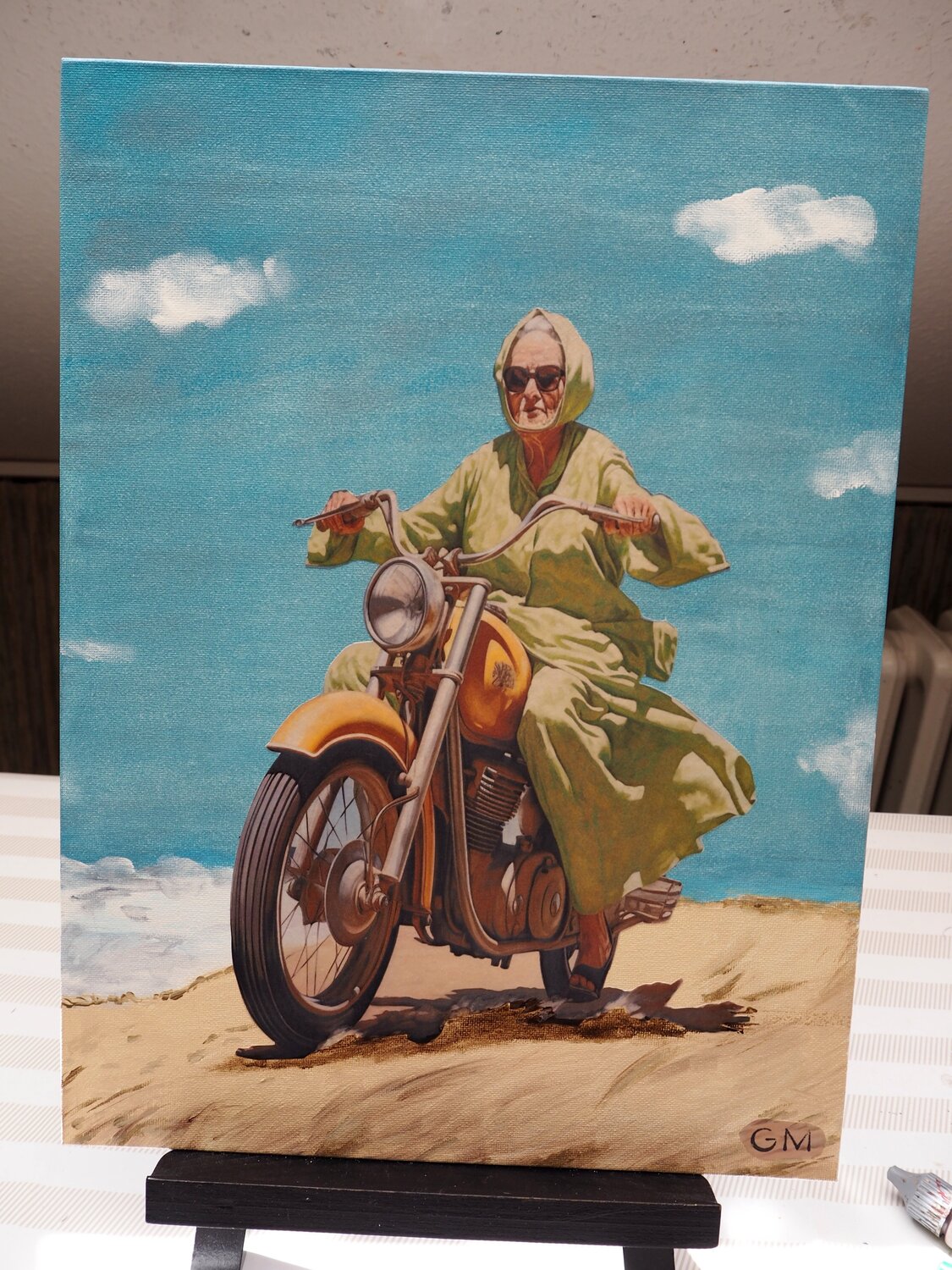 Helen fährt Motorrad Gabriele Müller Original painting for sale