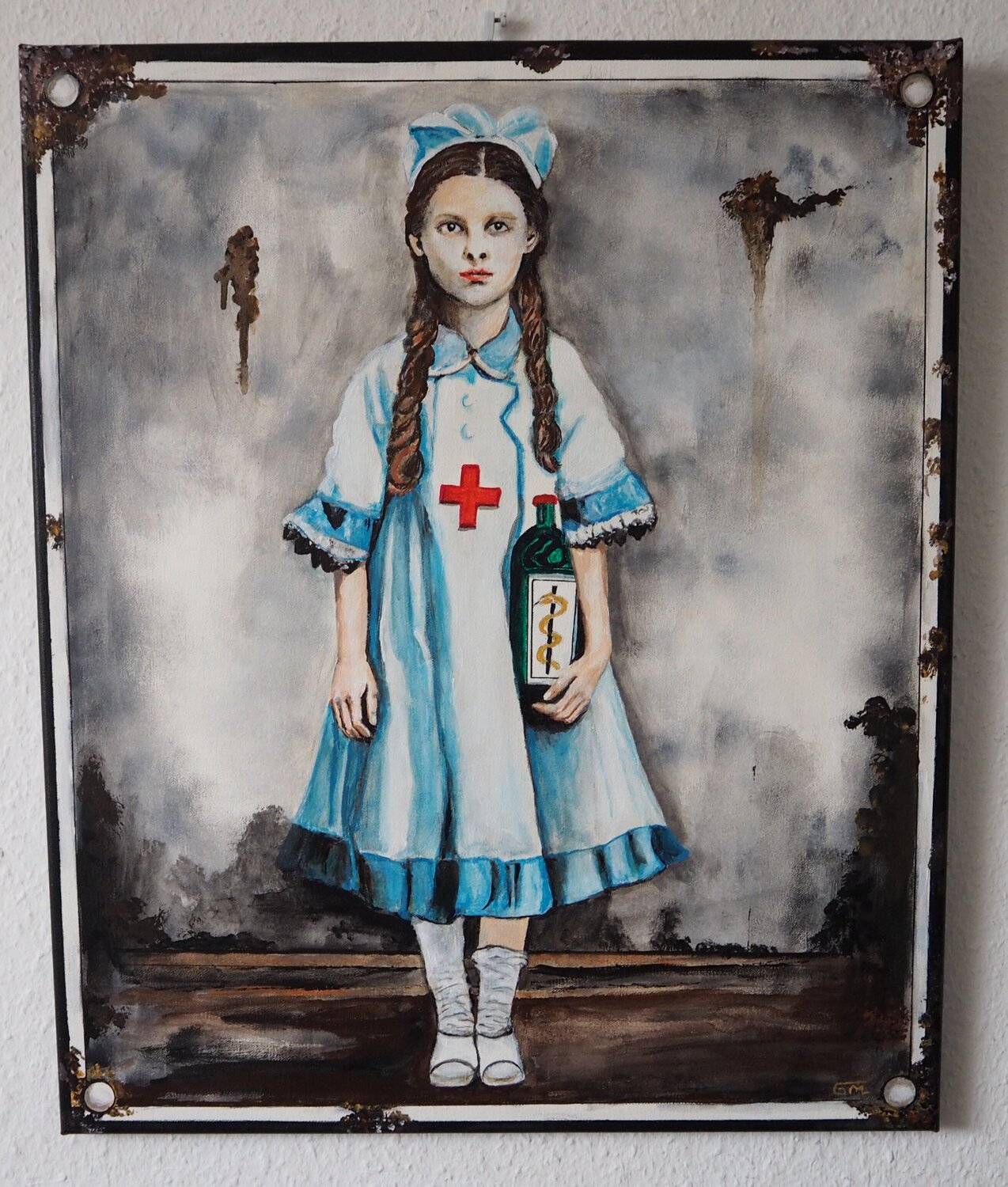 Altes Werbeschild Little Nurse Gabriele Müller Original painting for sale