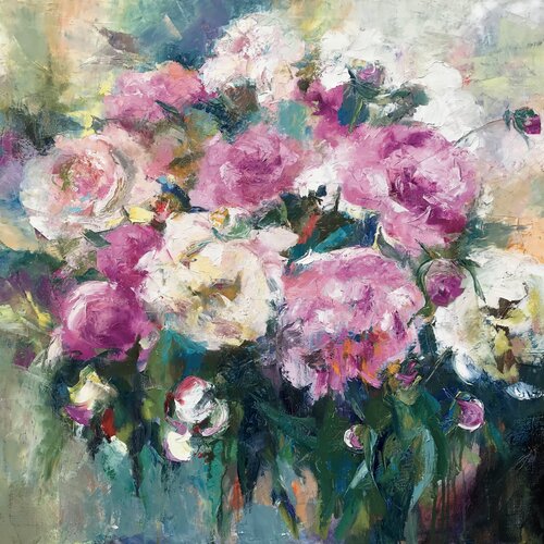 «Pivoines en fleurs» by Oxana Sanson, Painting for Sale on Select